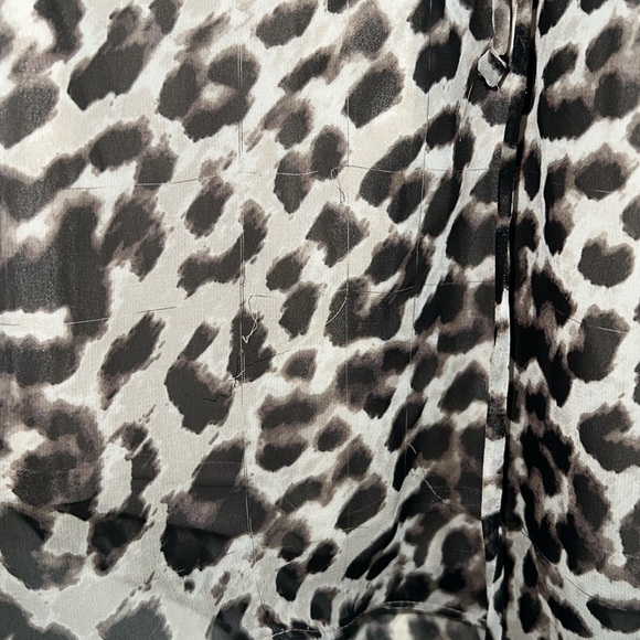 Vince Camuto Sz 10 Leopard Print Button Down Dress Elastic Drawstring Waist - Picture 6 of 12